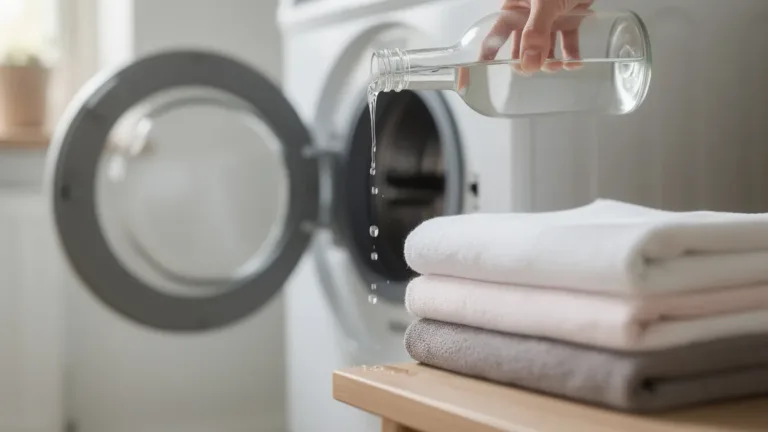 Witte azijn in de wasmachine: Nooit meer muffe handdoeken na het bezoek.